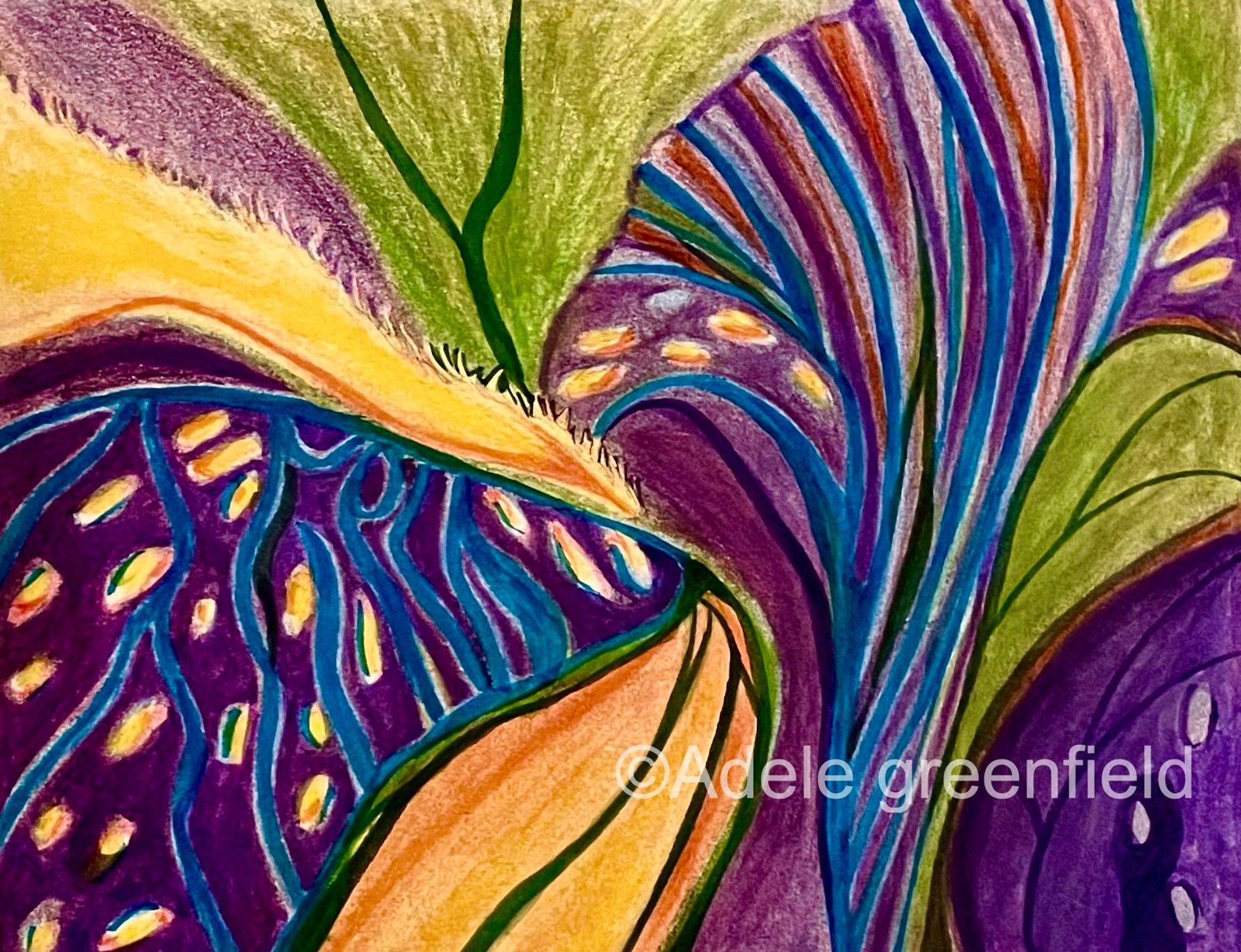 Flowering – Monoprint & colored pencils
